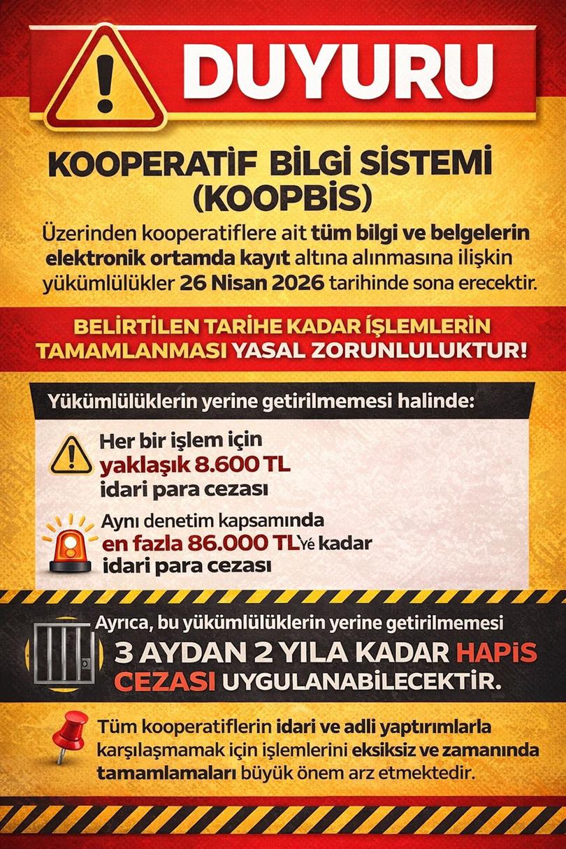 Kooperatif Bilgi Sistemi (KOOPBİS) Üzerinden Bilgi ve Belgelerin Elektronik Ortamda Kayıt Altına Alınması